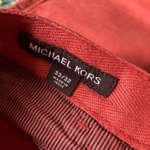 Coral/red/clay warm orange colored chinos